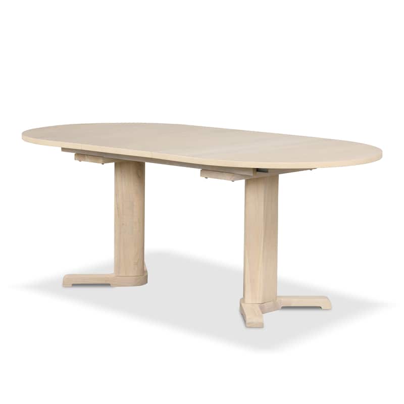 Furniture of America Zailen Mid-Century Modern White Oak 78-inch Solid Wood Expandable Dining Table