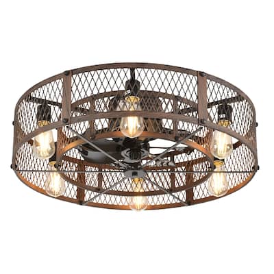 20-26Inch Caged Ceiling Fan with Light and Remote: APP Control Quiet DC Motor (E26 Bulbs Included)