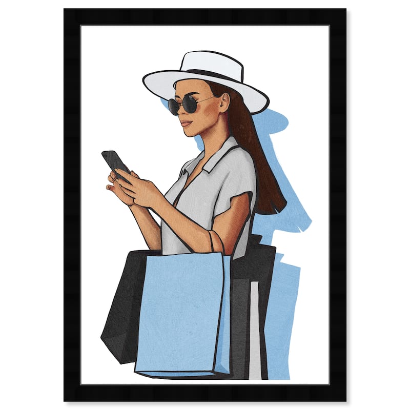 Wynwood Studio Prints Fashion and Glam After Shopping Blue and Light Blue Glam Wall Art Canvas Print