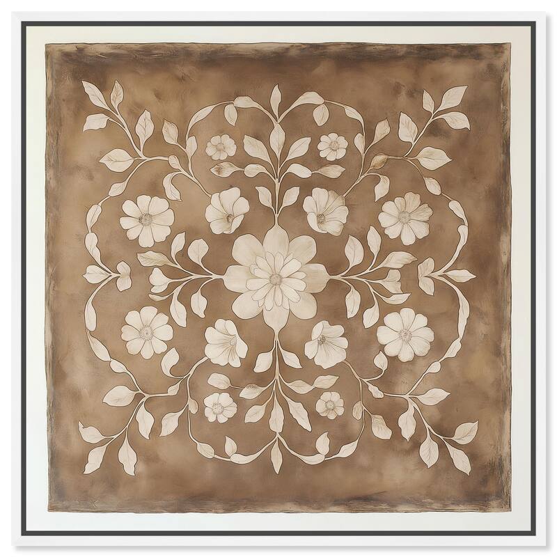 Floral Mandala Canvas by Art Remedy - 24" x 24" - White