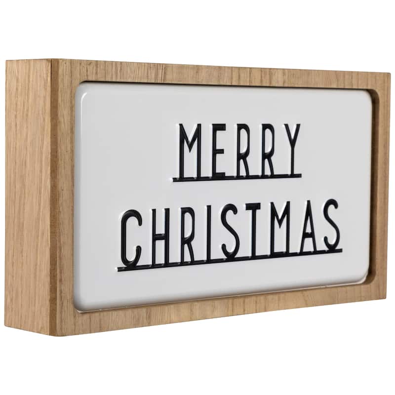 13" White and Brown "Merry Christmas" 3D Wooden Christmas Wall or Tabletop Decor