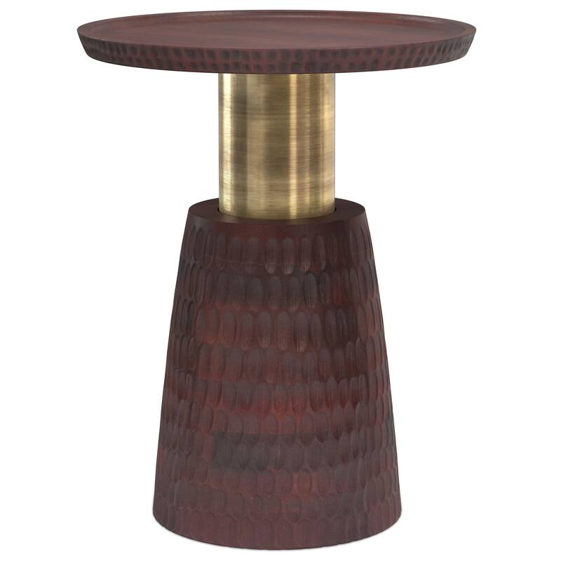 WYNDENHALL Violeta SOLID MANGO WOOD and Metal 16 inch Wide Round Contemporary Side Table - 16" d x 16" w x 20" h
