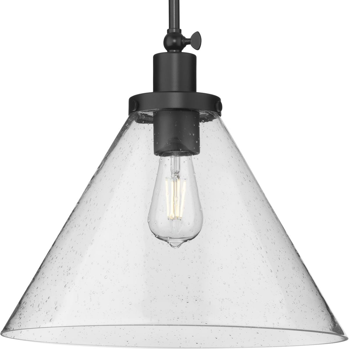 Progress Lighting Hinton Collection One-Light Matte Black Modern Farmhouse Pendant - 16 in x 16 in x 14 in