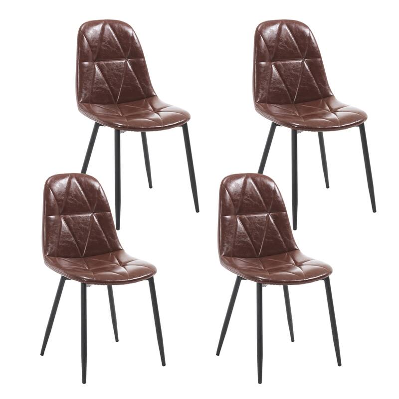 Dining Chairs Set of 4,Upholstered Faux Leather Dining Room Chairs - Brown
