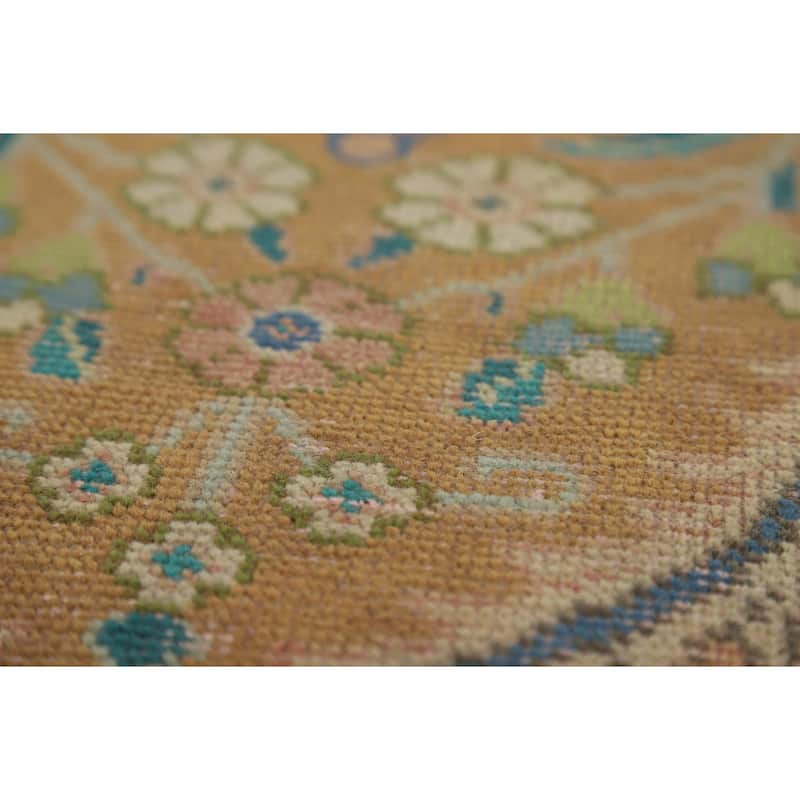Tabriz Persian Vintage Rug Handmade Traditional Orange Wool Carpet - 9'7" x 12'10"