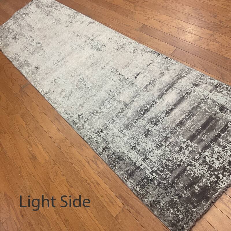 HERAT ORIENTAL Turkish Modern Erased Design Wool & Silk Runner - 2'7" x 9'10"