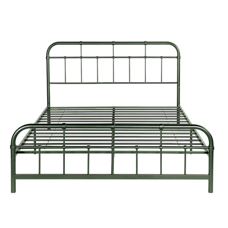 Christopher Knight Home - Aurelio Iron Platform Bed Frame with Rounded Corner Headboard and Footboard