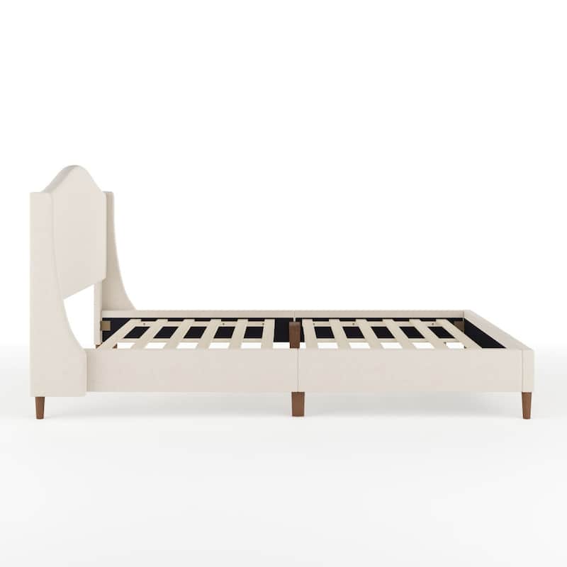 Martha Stewart Upholstered Platform Bed with Curved Headboard