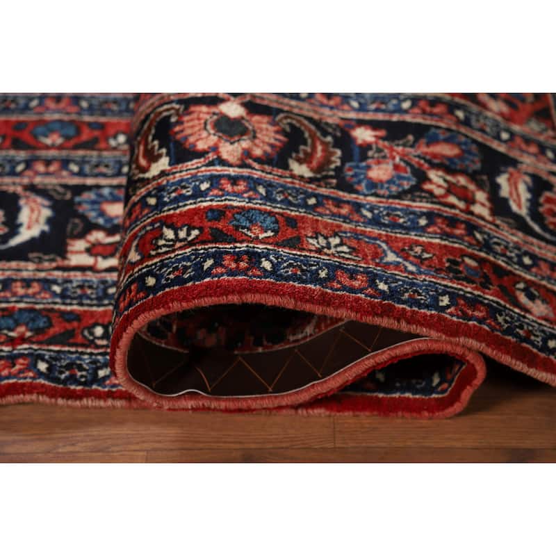 Vegetable Dye Floral Mashad Antique Persian Wool Carpet - 6'7" x 10'2"
