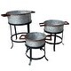 preview thumbnail 3 of 8, 3 Piece Round Tub Metal Planter Set with Stand in Galvanized - 51.5 H x 38 W x 54.5 L Inches