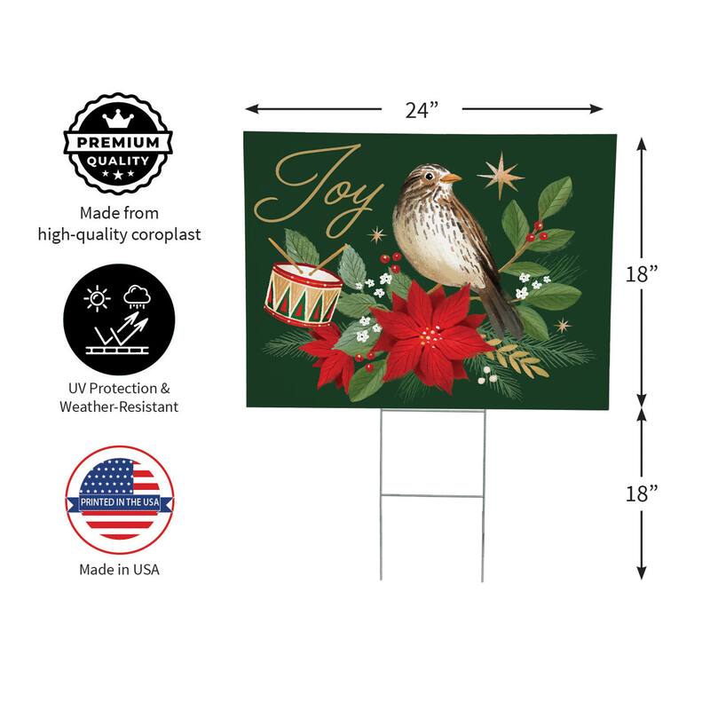 Bird and Drum Joy Yard Sign - 24" x 18" - Multicolor