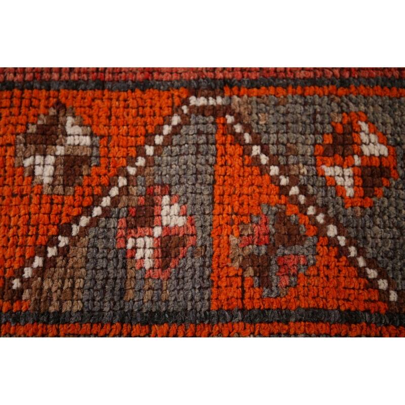 Tribal Anatolian Turkish Vintage Runner Rug Hand-Knotted Wool Carpet - 2'11"x 10'0"