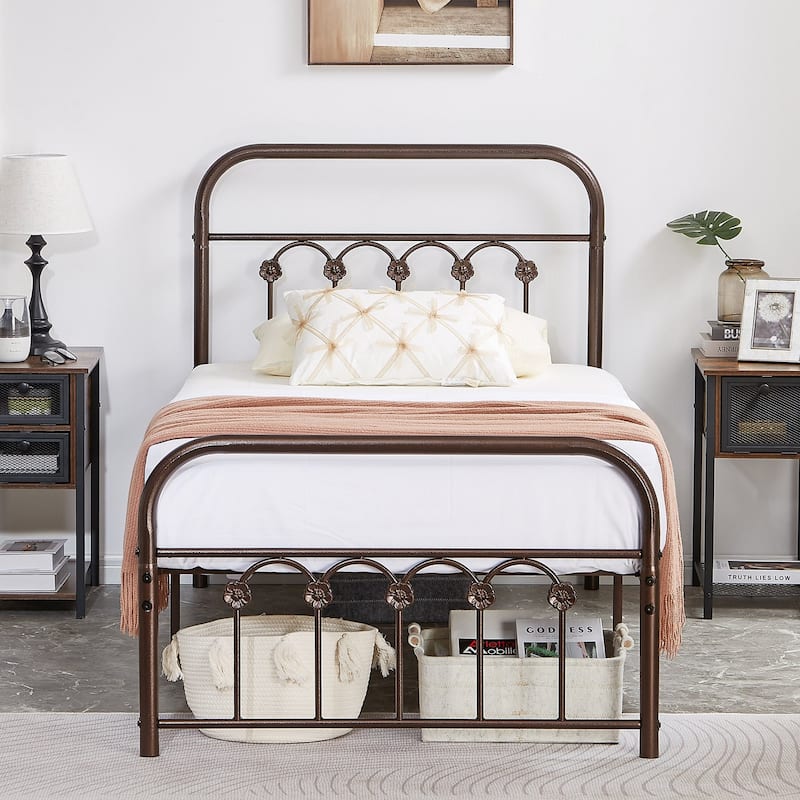 Modern Mental Platform Bed,Antique Purple