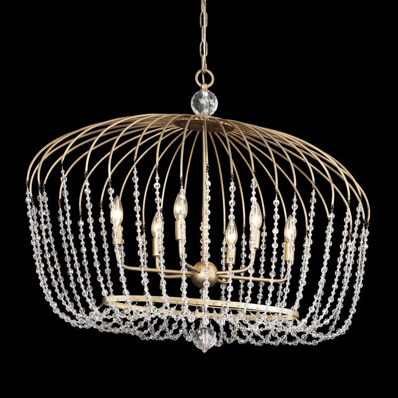 Varaluz Voliere 6-Light Crystal Oval Pendant - Havana Gold
