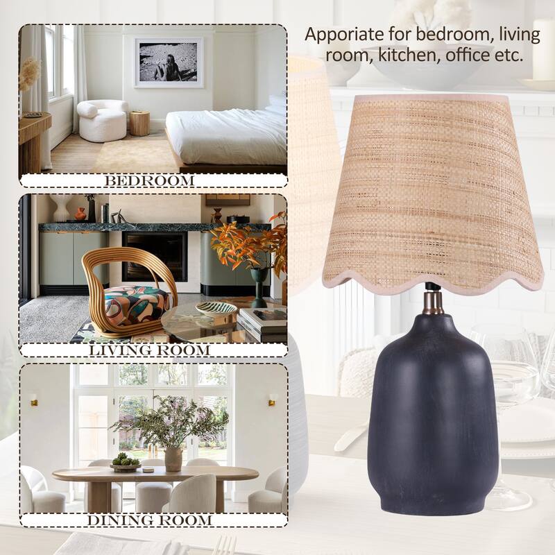 Traditional Ceramic Woven Table Lamp for Living Room