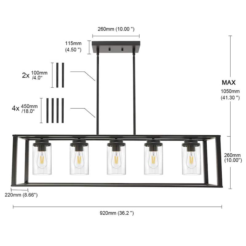 Kitchen Island Lighting 5-Light Pendant