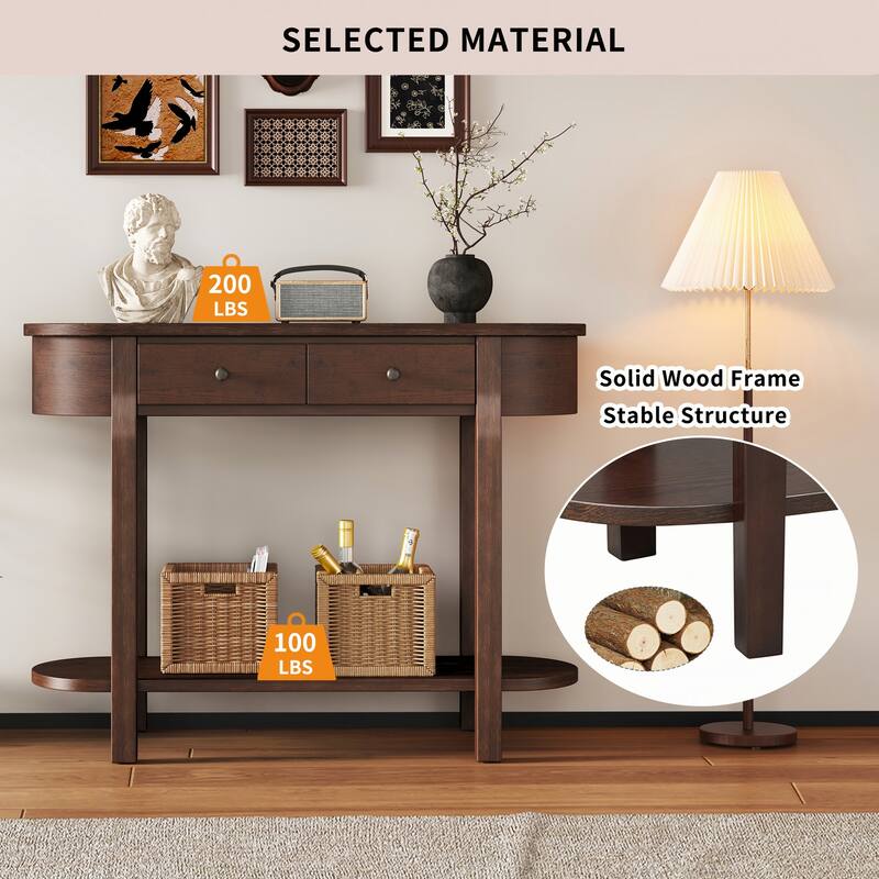 Retro Console Table with Curved Design,Espresso