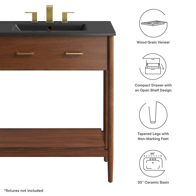Zaire 18"/24"/30"/36"/48" Bathroom Vanity with Black Sink Top