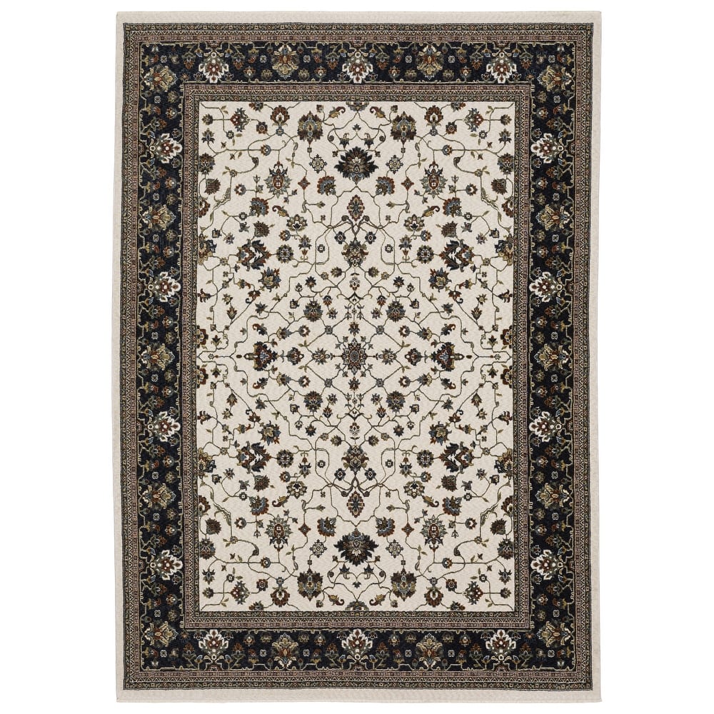 Style Haven Victoria Classic Traditional Ivory/ Navy Area Rug