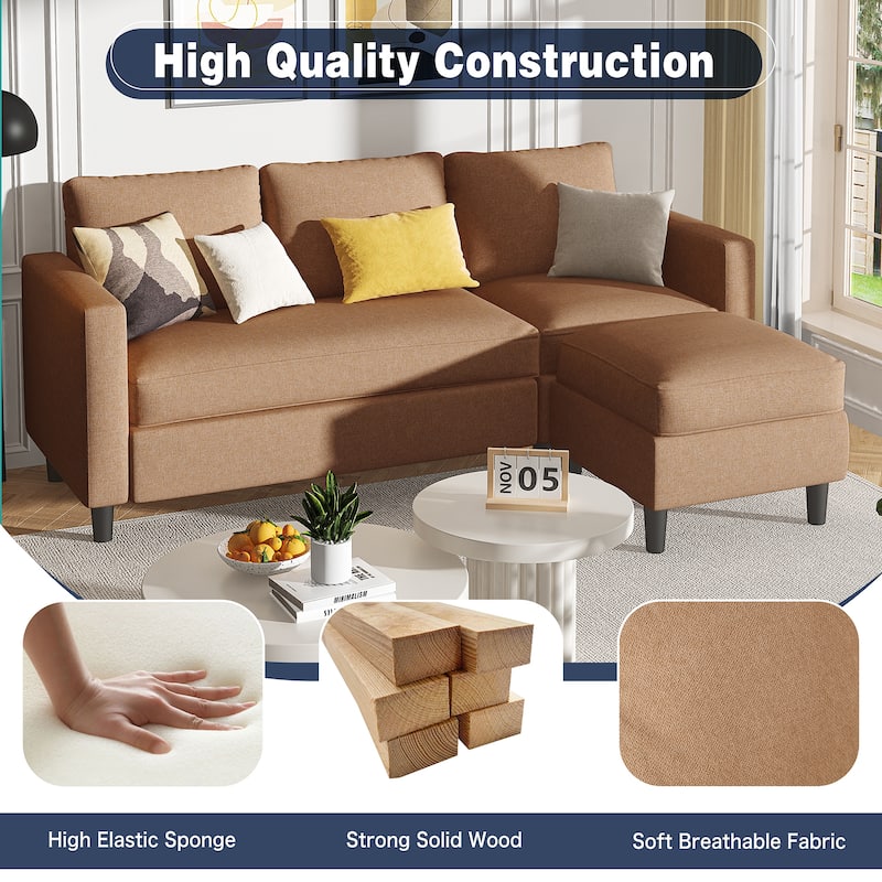 Futzca 74" Convertible Sectional Sofa Couch, Small L-Shaped Sofa