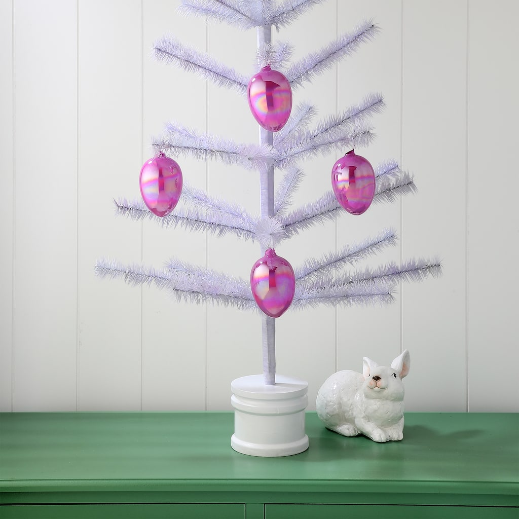 4" Iridescent Glass Egg Ornament Box of 4