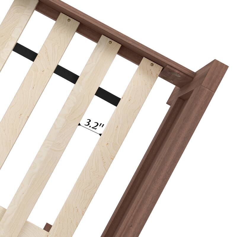 King/Queen Size Wood Platform Bed Frame With Headboard, Solid Wood Platform Bed, No Box Spring Needed, Easy Assembly