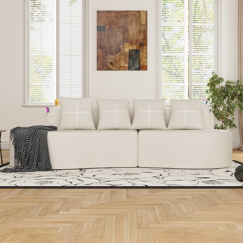 Modern Curved Sectional 3 Seat Minimalist Elegant Half Moon Sofa Compressed Modular Sectional Sofa for Living Room, Office