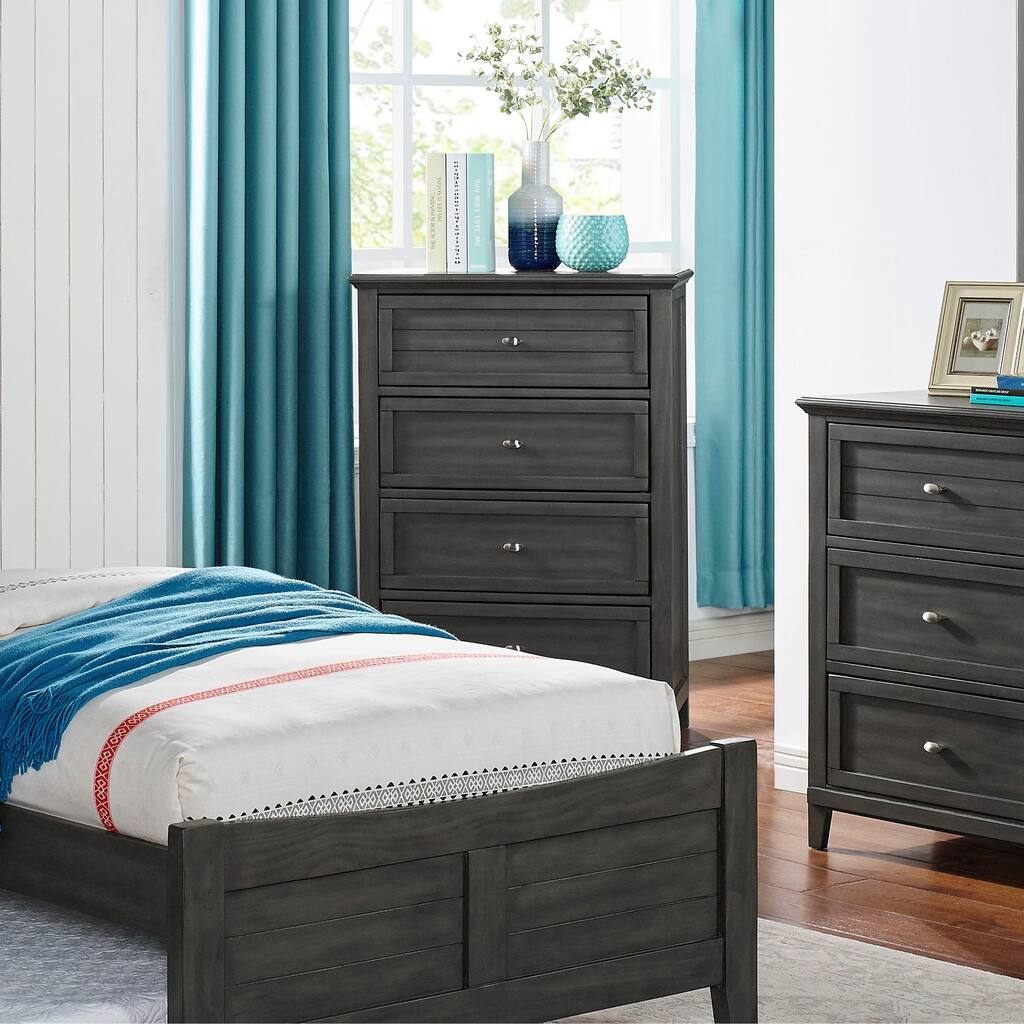 Wese Transitional Grey Solid Wood 4-Drawer Chest by Furniture of America