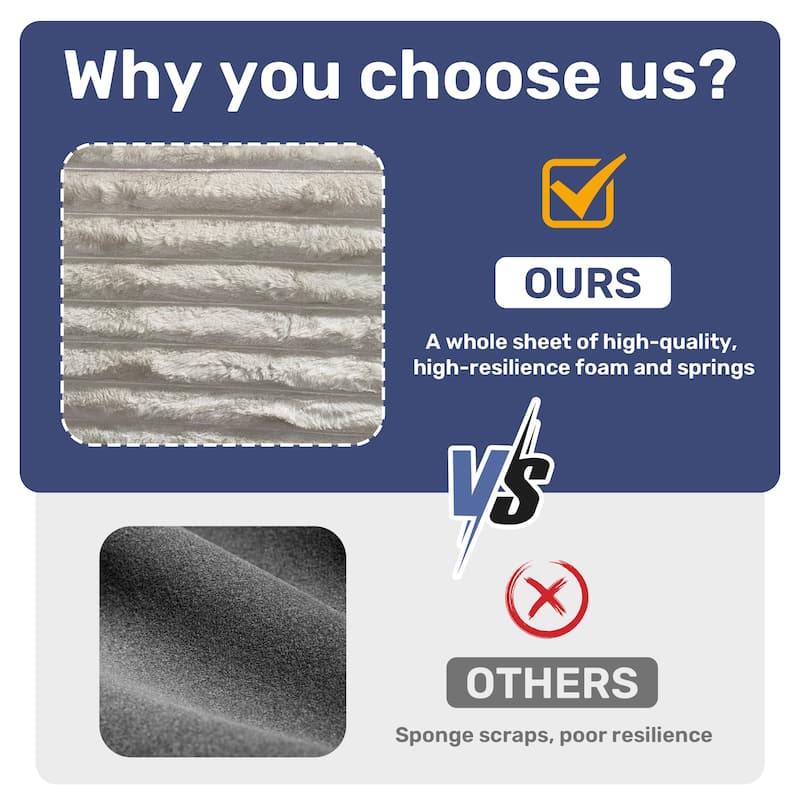 Boneless Bean Bag Sofa Loveseat with Square Armrests, 2-Seater Sofa Couch Lounge Sofa for Bedroom Apartment