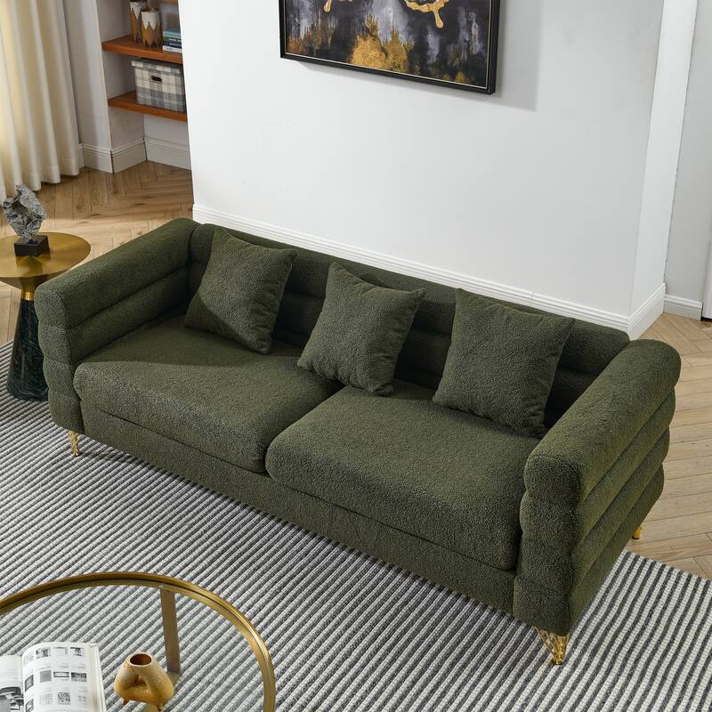 3+2 Teddy Fabric Sofa Combination - Chic Design with 5 Pillows