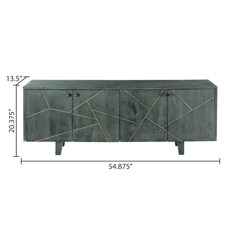 Dane River of Goods Grey and Gold-Colored Wood Cabinet with Metal Hardware - 54" x 13" x 20"