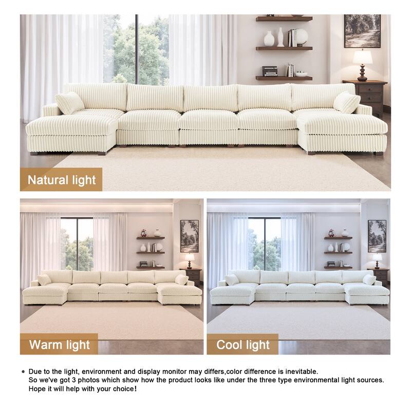 Oversized U-shaped Plush Modular Sectional Sofa Set