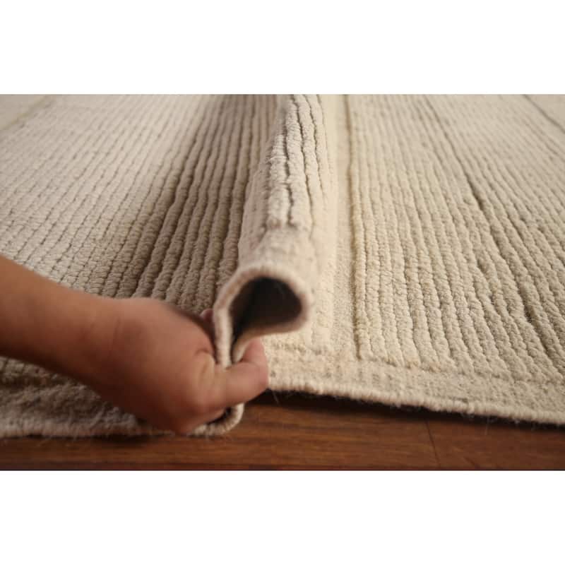 Ivory Moroccan Oriental Large Area Rug Handmade Wool Carpet - 12'1"x 15'11"
