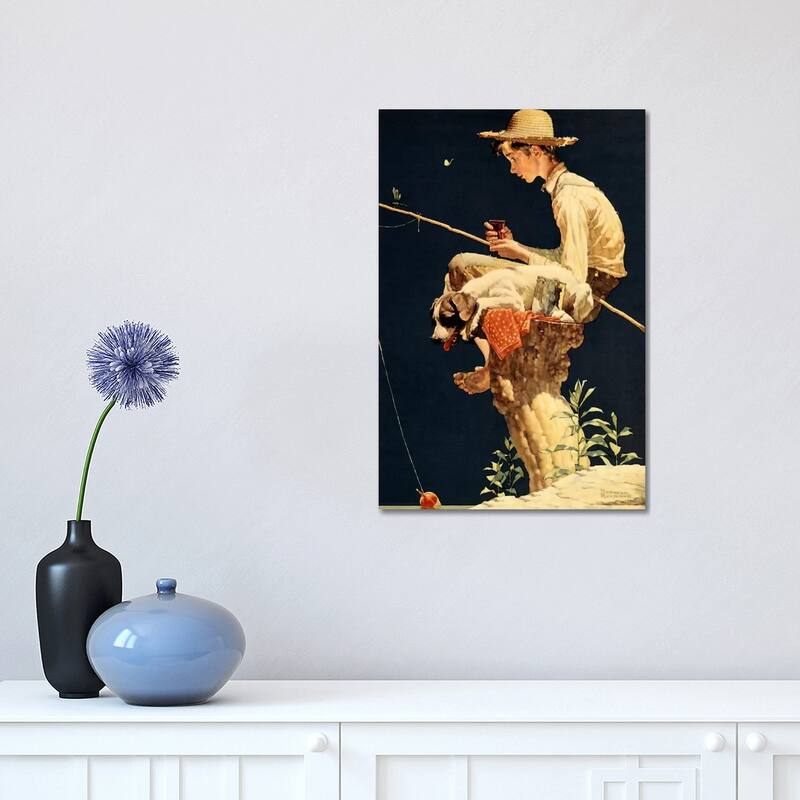 iCanvas "Boy Fishing" by Norman Rockwell Canvas Print - 18x12x1.5