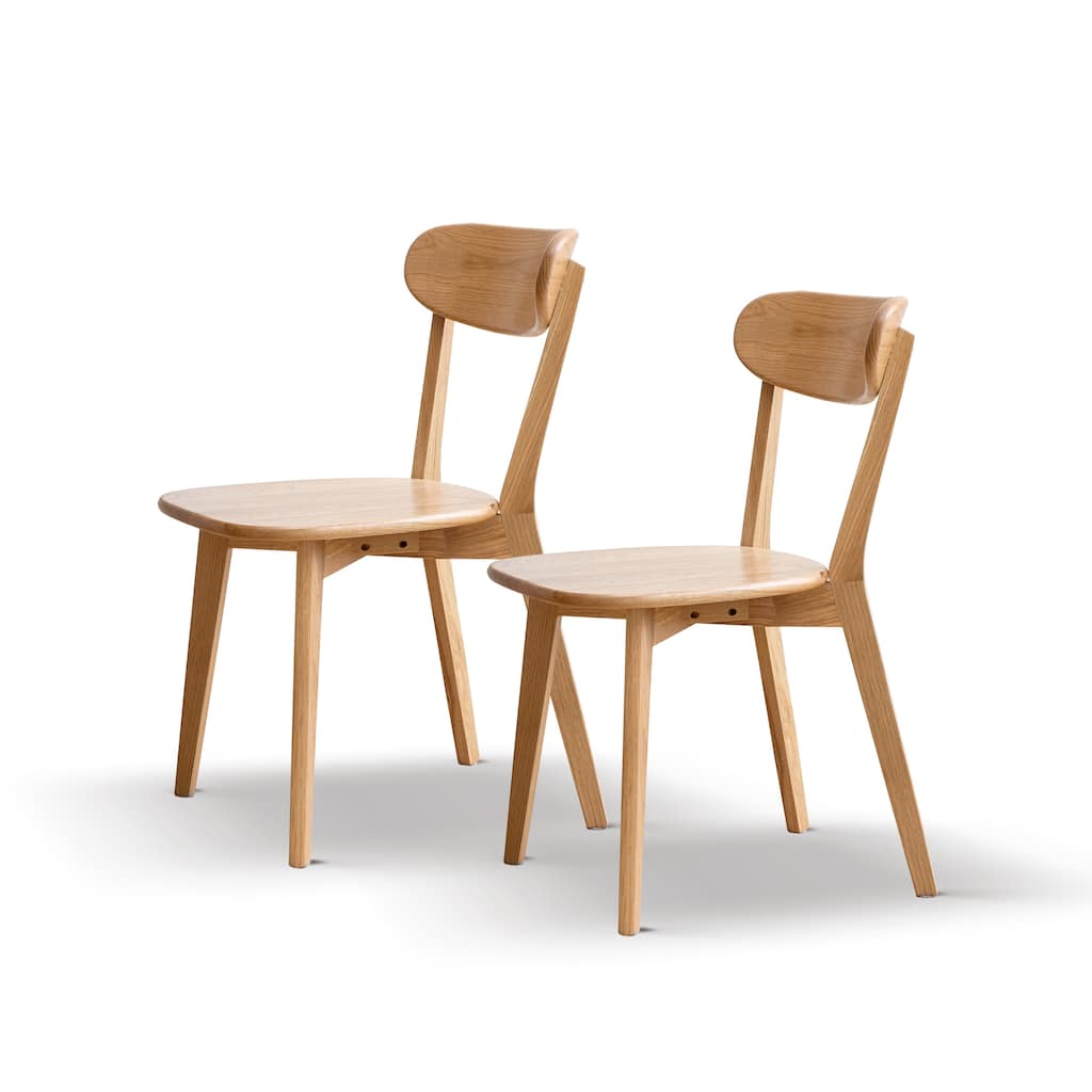 Set of 2 pcs Wooden FAS Grade Oak Dining Chair Natural Wood Living Room Chair Simple Natural