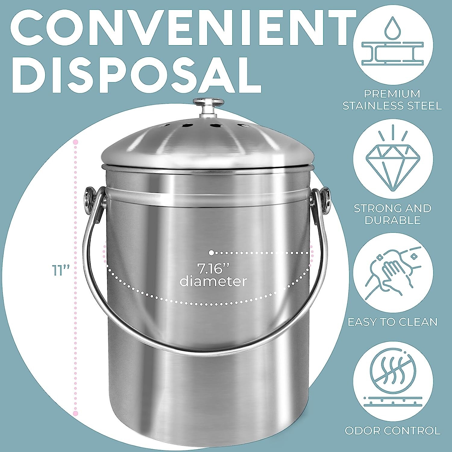 1.3 Gallon Stainless Steel Compost Bucket - On Sale - Bed Bath