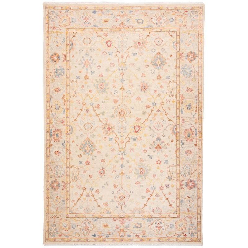 Alora Decor Traditional Hand-knotted Bordered Beige Rug