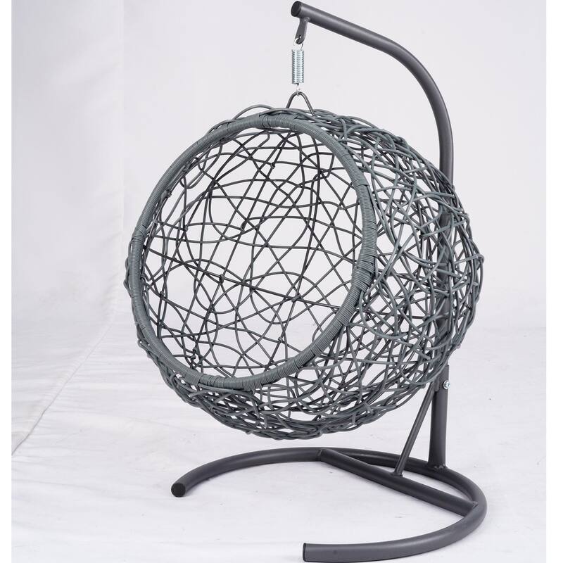 Cat Swing Bed w/Stand & Cushion, Rattan Wicker Egg Chair for Cats & Small Pets