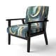 preview thumbnail 23 of 101, Designart "Mettalic Indigo And Gold II" Upholstered Abstract Accent Chair - Glam Arm Chair For Living Room