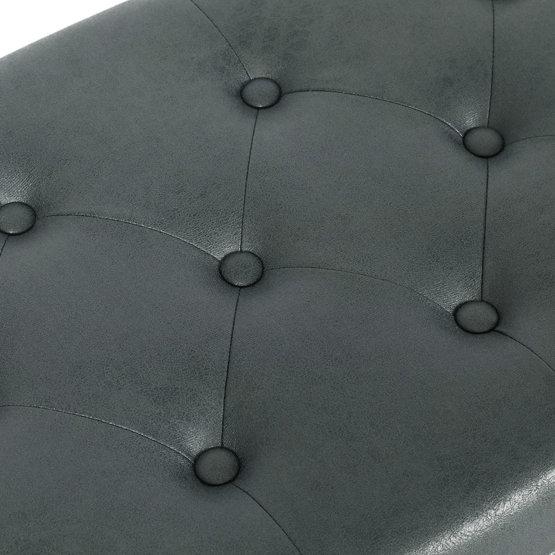 Adeco Storage Ottoman Faux Leather Button Tufted Bench Rectangle Footrest