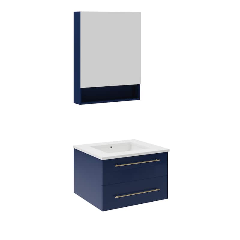 Fresca Lucera 24" Wall Mounted Single Basin Vanity Set with Cabinet,