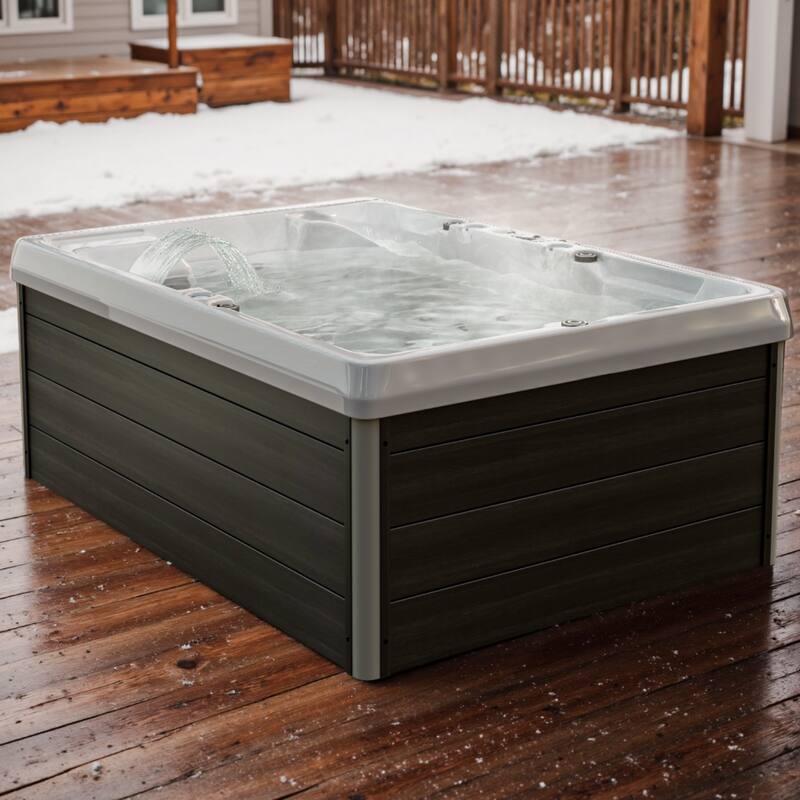 Patiowell 4-Person 41 Jets Hot Tub with Digital Control System-The Fresh Water System and LED Lighting-Intelligent