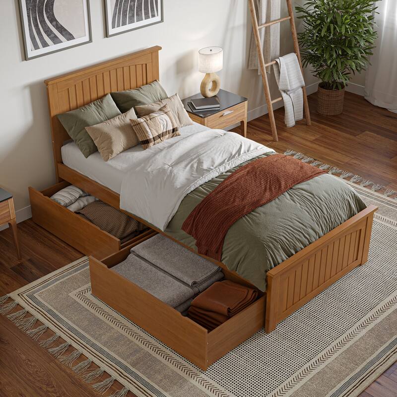 AFI Nantucket Platform Bed with Matching Footboard & Storage Drawers