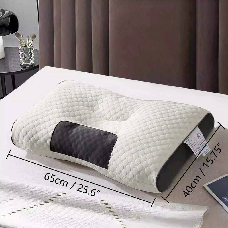 Set of 2 Neck Pillow, Standard Bed Pillow, Adaptive Pillows for Neck Pain Relief，Medium Firm Pillows for Side,Back - Beige