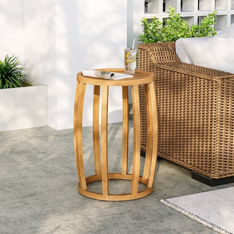 Solid Wood Round Side Table, Natural End Side Table for Living Room