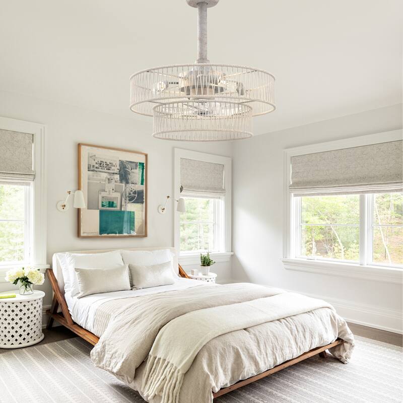 Bella Depot Modern 2 Tiers Ceiling Fan 6-speed Reversible Ceiling fan with Remote and Light Kit - 20"