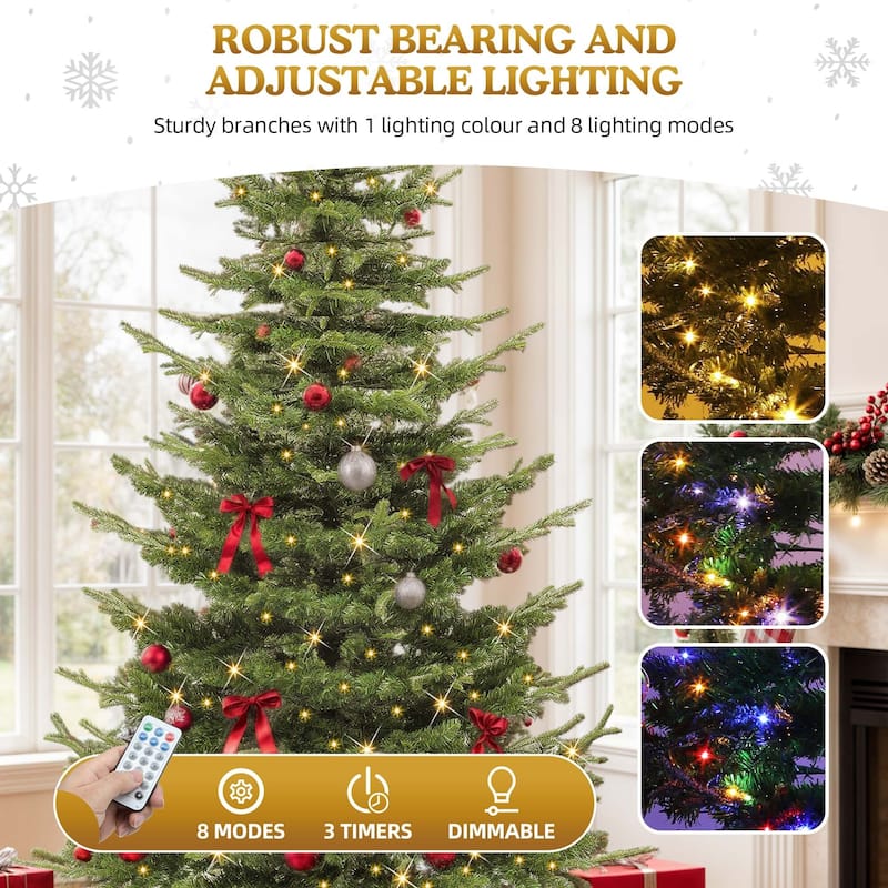 Layered Pre-Lit Fir Christmas Tree with Multi-Mode Lights