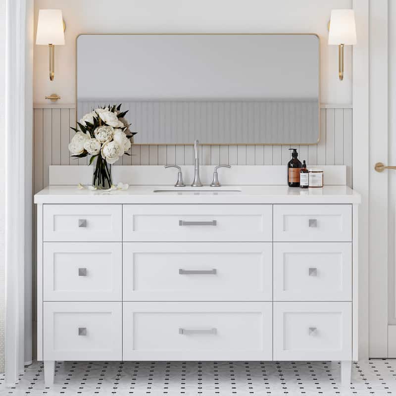 Ariel B61WQRVO Monroe 61" Free Standing Single Basin Vanity Set with - White