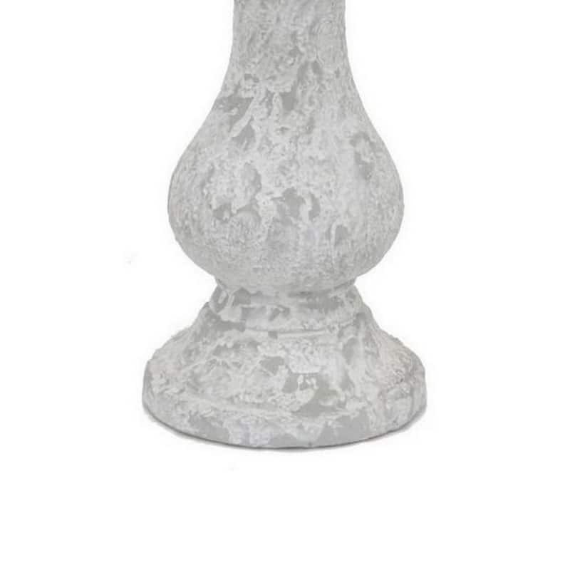 Kris Candle Holder with Hurricane Glass Top, White Gray Ceramic 7 Inch - White, Gray, Clear