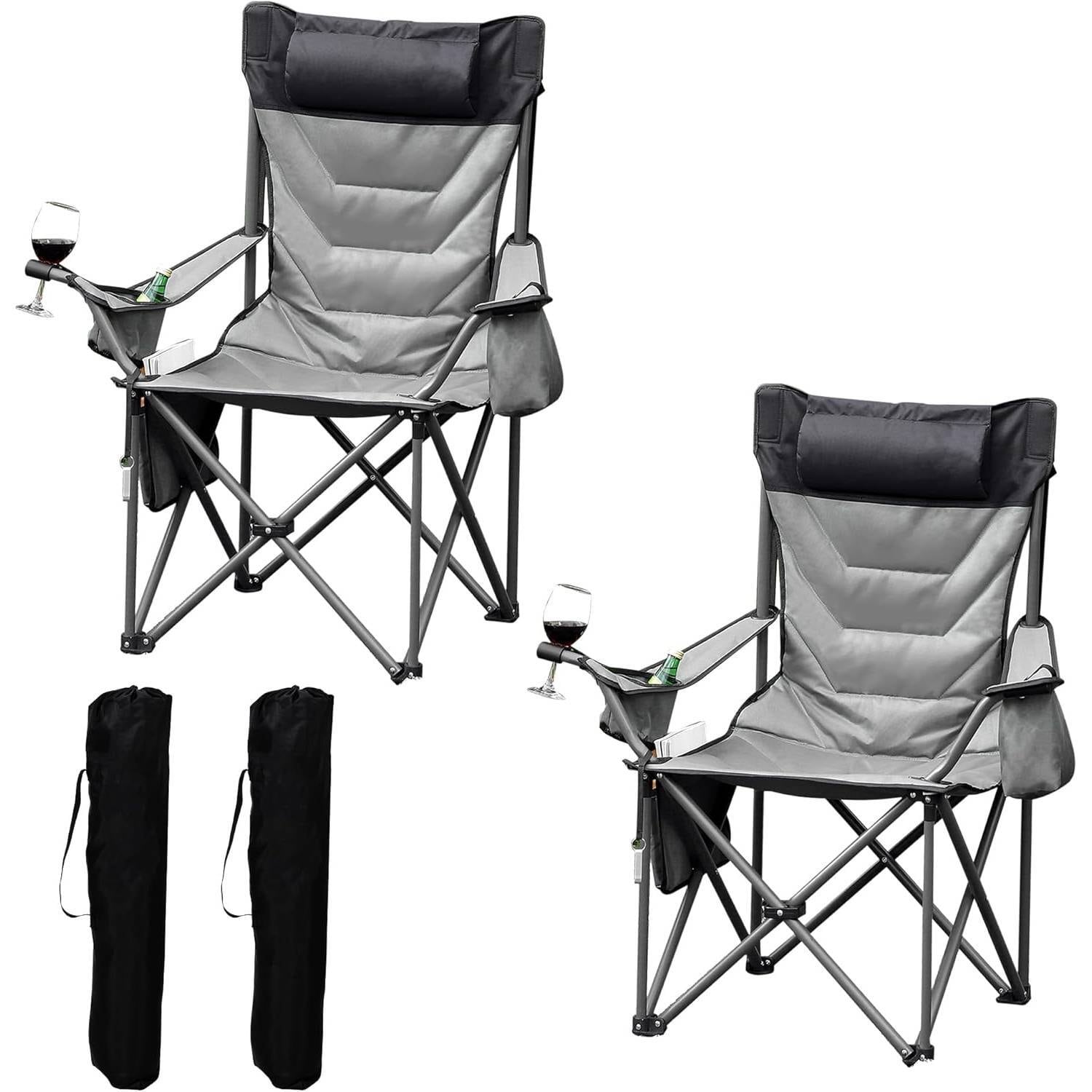 2 PCS Portable Outdoor Single Folding Camping Chair for Camping, Sports, Picnic - N/A